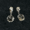 S925 silver handmade, hand pounded ice cracked white crystal earrings