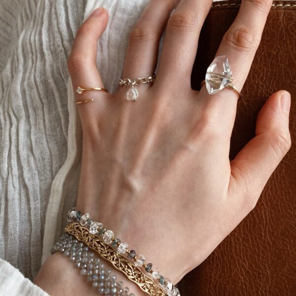 【Handmade】S925 Silver Herkimer Diamonds Branch and Vine Series Fashion Rings