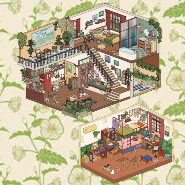 Leisurely Dwelling (Set of 2) DIY 3D Scene Stickers