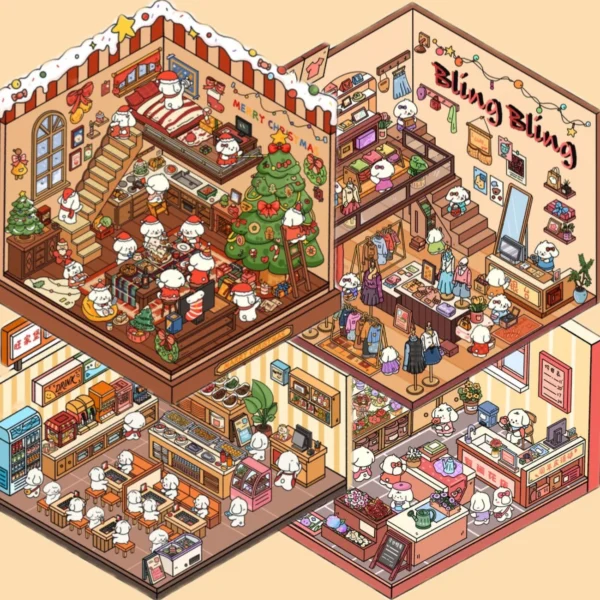 Bobo's Christmas party 1.0 DIY 3D Scene Stickers Christmas Party / Flower Shop / BBQ Restaurant / Dress Shop