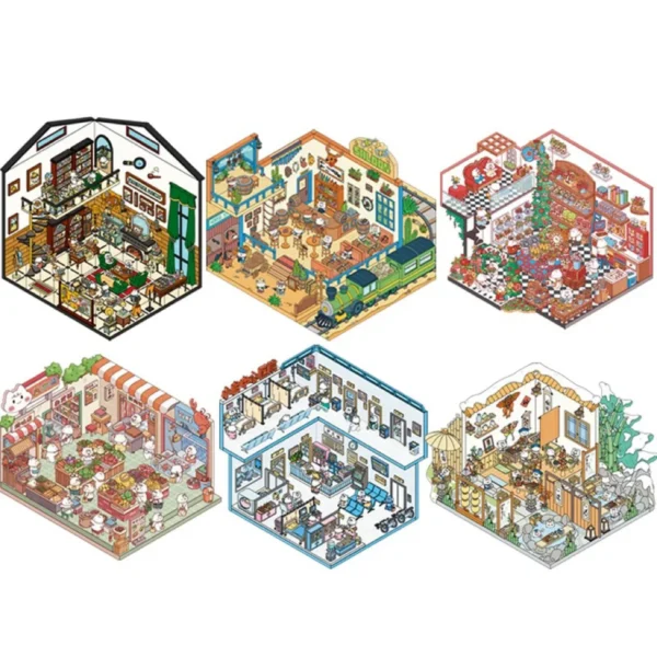 Western City Shop DIY 3D Scene Stickers Hot Springs / Alice Flowers Shop / Western Tavern / Wet Market / Detective Agency / Hospital Escape Room