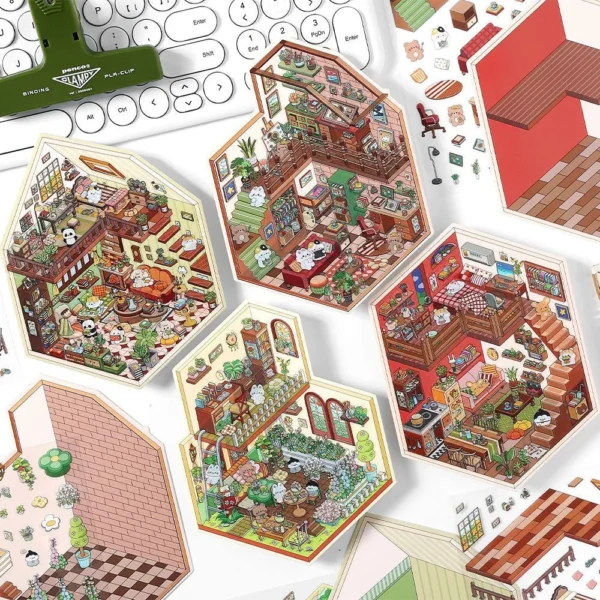 House Landscape DIY 3D Scene Stickers Starlight Bookstore / Painting Room / Plant House / Attic