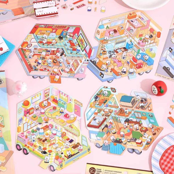Mobile Hut DIY 3D Scene Stickers Freedom Lab / Taste Buds Adventure / Starlight Collector / Vitamin C Gas Station