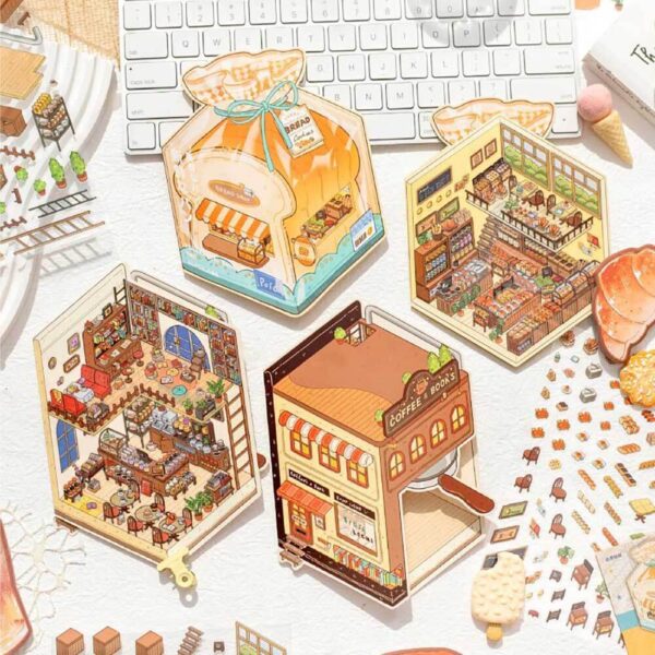 Baked Bliss DIY 3D Scene Stickers Coffee Dessert House / Bread Bakery