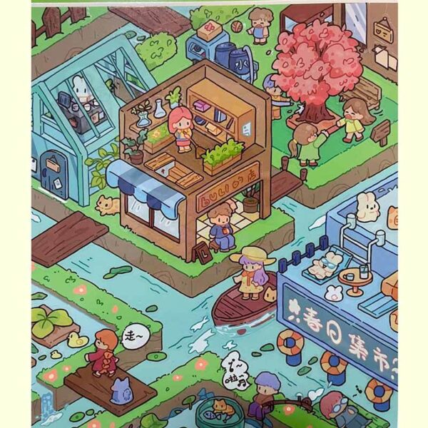 Cat Town Bazaar DIY 3D Scene Stickers Spring Bazaar / Meow Ice Cream / Meow Shopping Cart / Meow Dessert House
