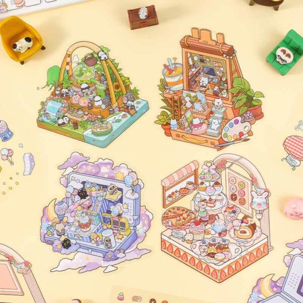 Charming Companions DIY 3D Scene Stickers Puppy Studio / Starry Night Paradise / Piggy Dessert / Bamboo Shadow Panda