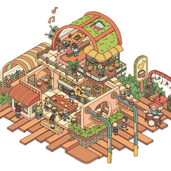 Creative Rhythms DIY 3D Scene Stickers Coffee Tales / Illustration Atelier / City of Music / Between the Notes