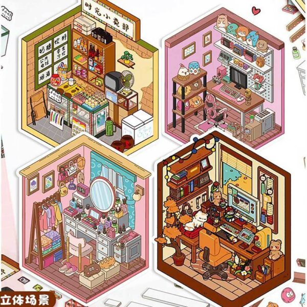 Dreamy Hideouts DIY 3D Scene Stickers Study Nook / Time Kiosk / Doll’s Gaming Room / Cutie Vanity Room