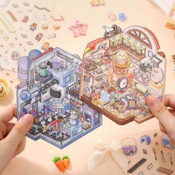 Factory of Dreams DIY 3D Scene Stickers Bear Dream Factory / Robot Assembly Lab / A Chick’s Life / Sugar Lab