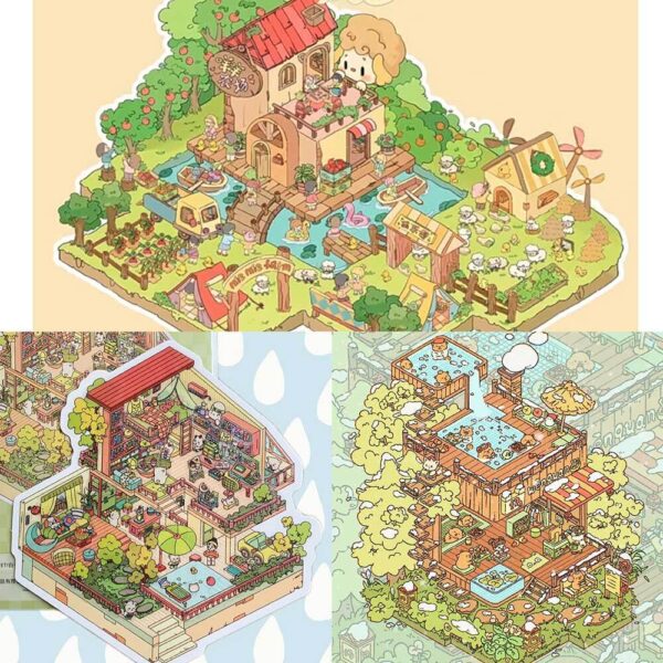 Gentle Paws DIY 3D Scene Stickers Goat Farm / Cat Spa / Cat Cottage