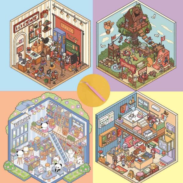 Paw Paradise DIY 3D Scene Stickers Pet Life / Pet Library / Pet Adventure House / Fun Photo Gallery