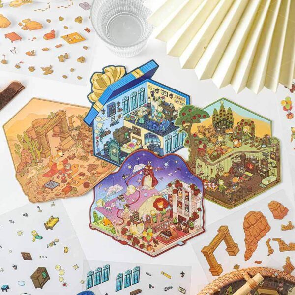 Rose Reverie DIY 3D Scene Stickers Apple Treehouse / Starry Cloudbox / Desert Trails / Rose Theatre