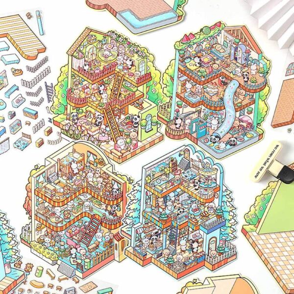 Seasonal Abodes DIY 3D Scene Stickers Spring in the House / Summer Residence / Autumn Frost / Hibernation Cottage