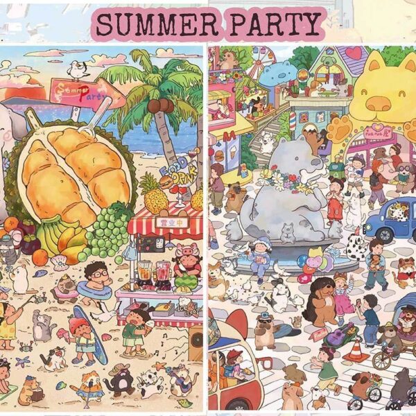 Summer Party DIY 3D Scene Stickers Woof Town / Summer Beach Party
