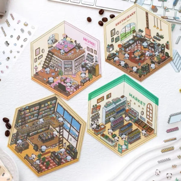 Panda Home Collection DIY 3D Scene Stickers Kitchen / Bookstore / Homestay / Supershop
