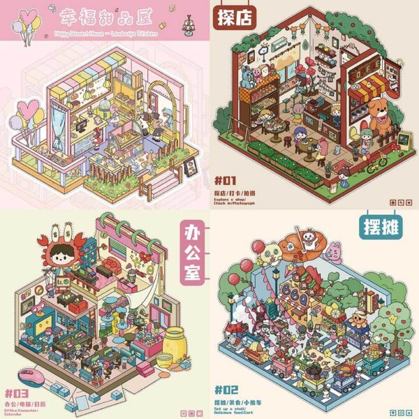 Urban Escapes DIY 3D Scene Stickers Street Vending / Office Space / Shop Hopping / Blissful Dessert Shop