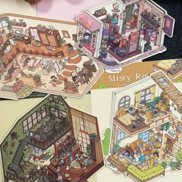 Verses in Mist DIY 3D Scene Stickers Maple Dreams & Cloudrest / Leaf Isle & Tall Trees / Mist & Rain Retreat / Wisteria Wardrobe