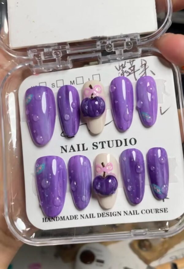 【Handmake】Purple Fuji Apples Press On Nails W-sh