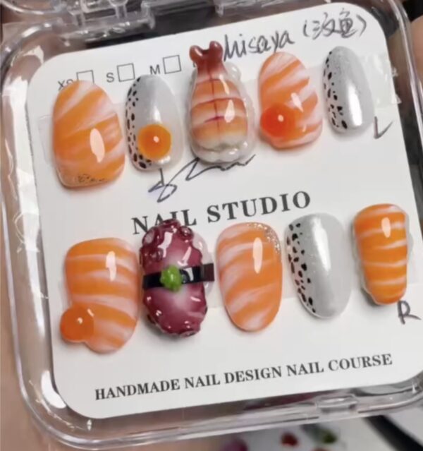 【Handmake】Salmon Press On Nails W-sh